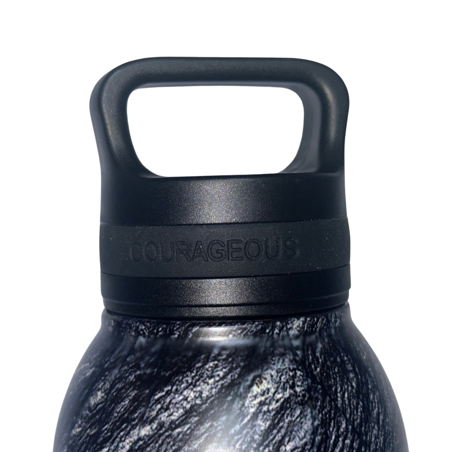 Strong & Courageous Black Stone Stainless Steel Water Bottle - Joshua 1:9