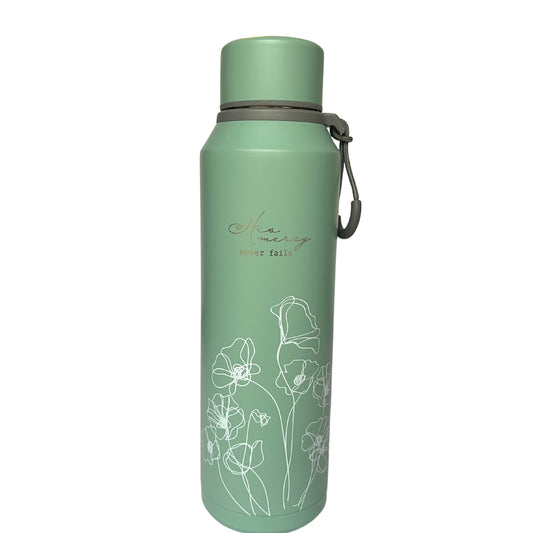 His Mercy Never Fails Hazy Teal Stainless Steel Water Bottle