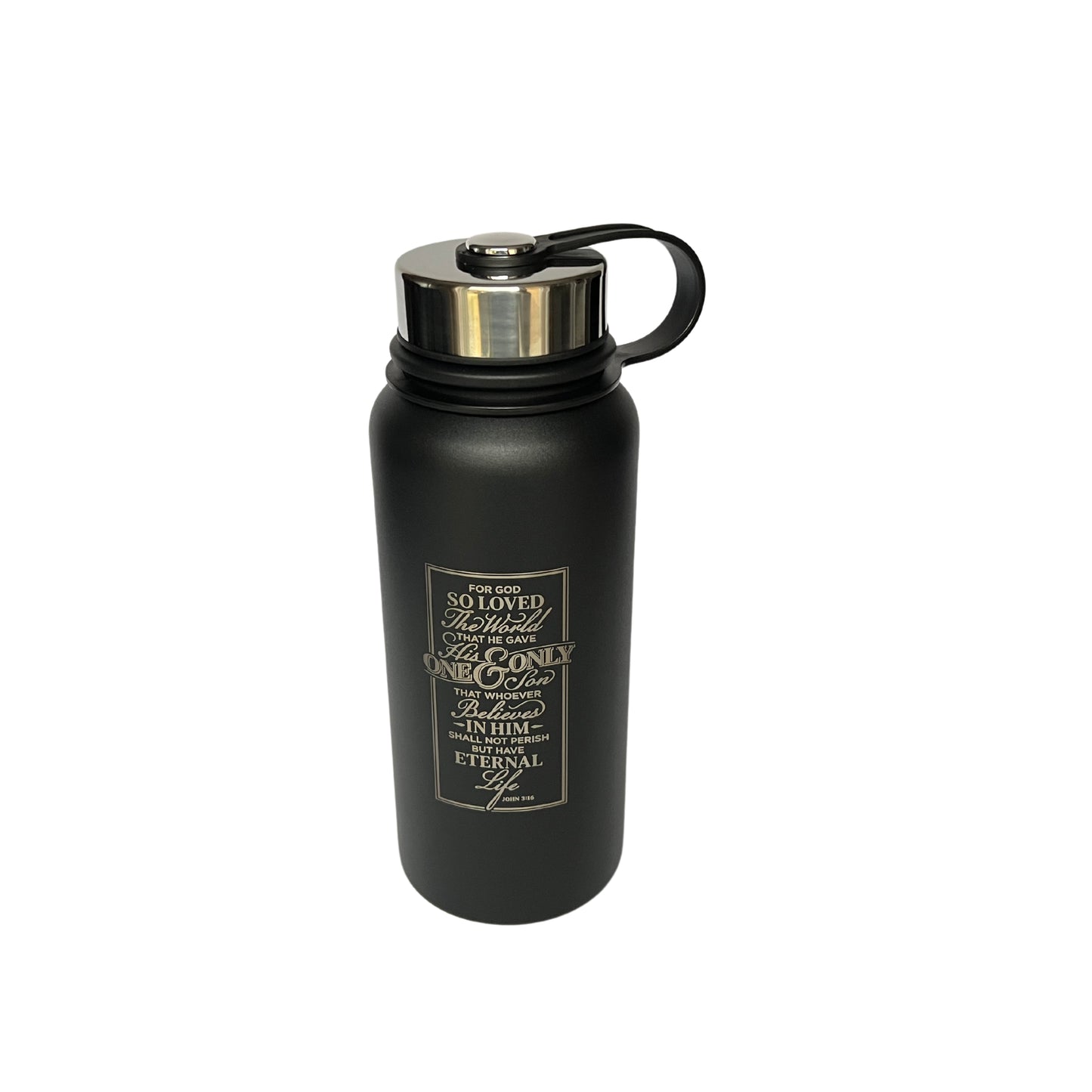 One and Only Son Black Stainless Steel Water Bottle - John 3:16