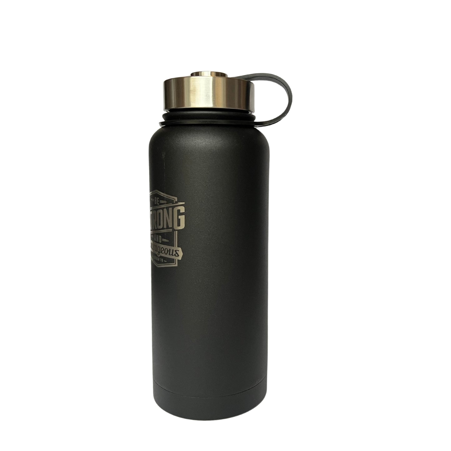 Strong and Courageous Black Stainless Steel Water Bottle - Joshua 1:9