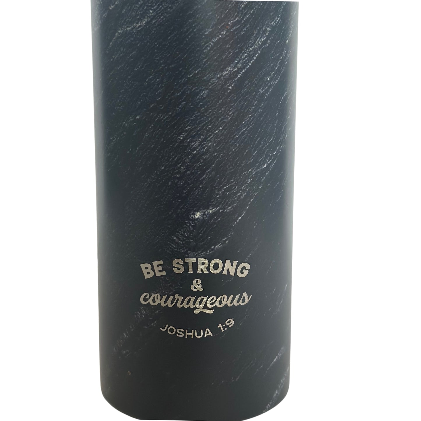 Strong & Courageous Black Stone Stainless Steel Water Bottle - Joshua 1:9