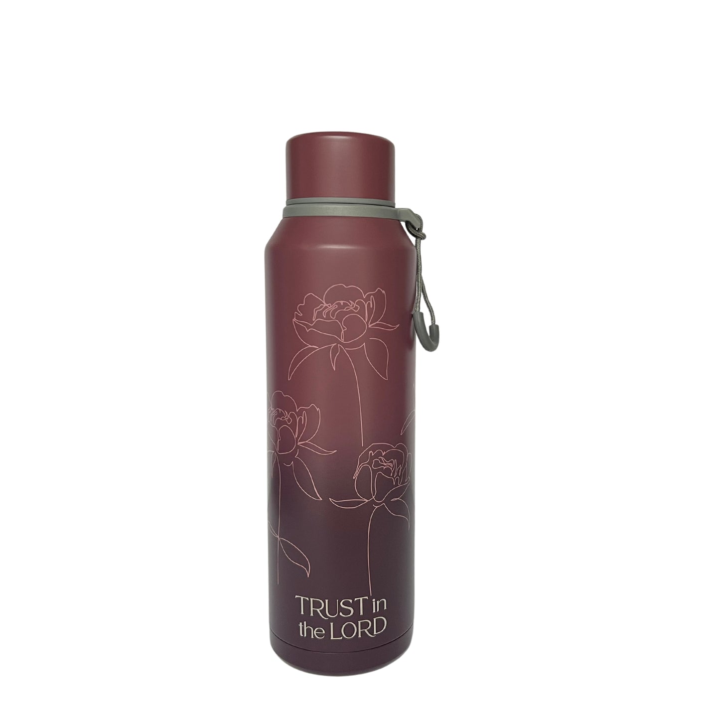 Trust in the Lord Plum Floral Stainless Steel Water Bottle - Proverbs 3:5