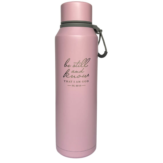 Be Still Pink Stainless Steel Water Bottle - Psalm 46:10