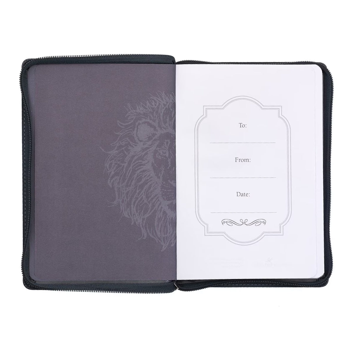 Be Strong and Courageous Classic Gray Faux Leather Journal with Zipper Closure - Joshua 1:9