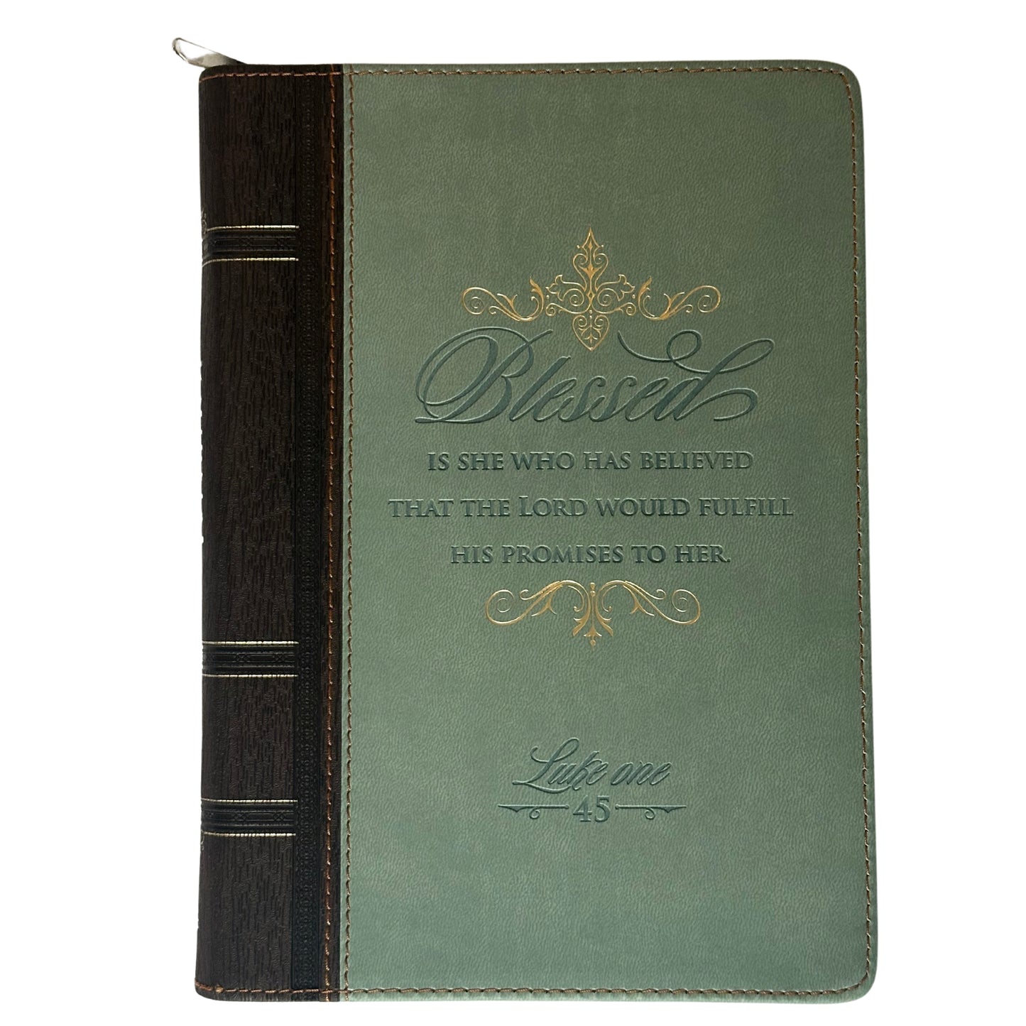 Blessed Zippered Classic LuxLeather Journal - Luke 1:45