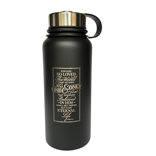 One and Only Son Black Stainless Steel Water Bottle - John 3:16