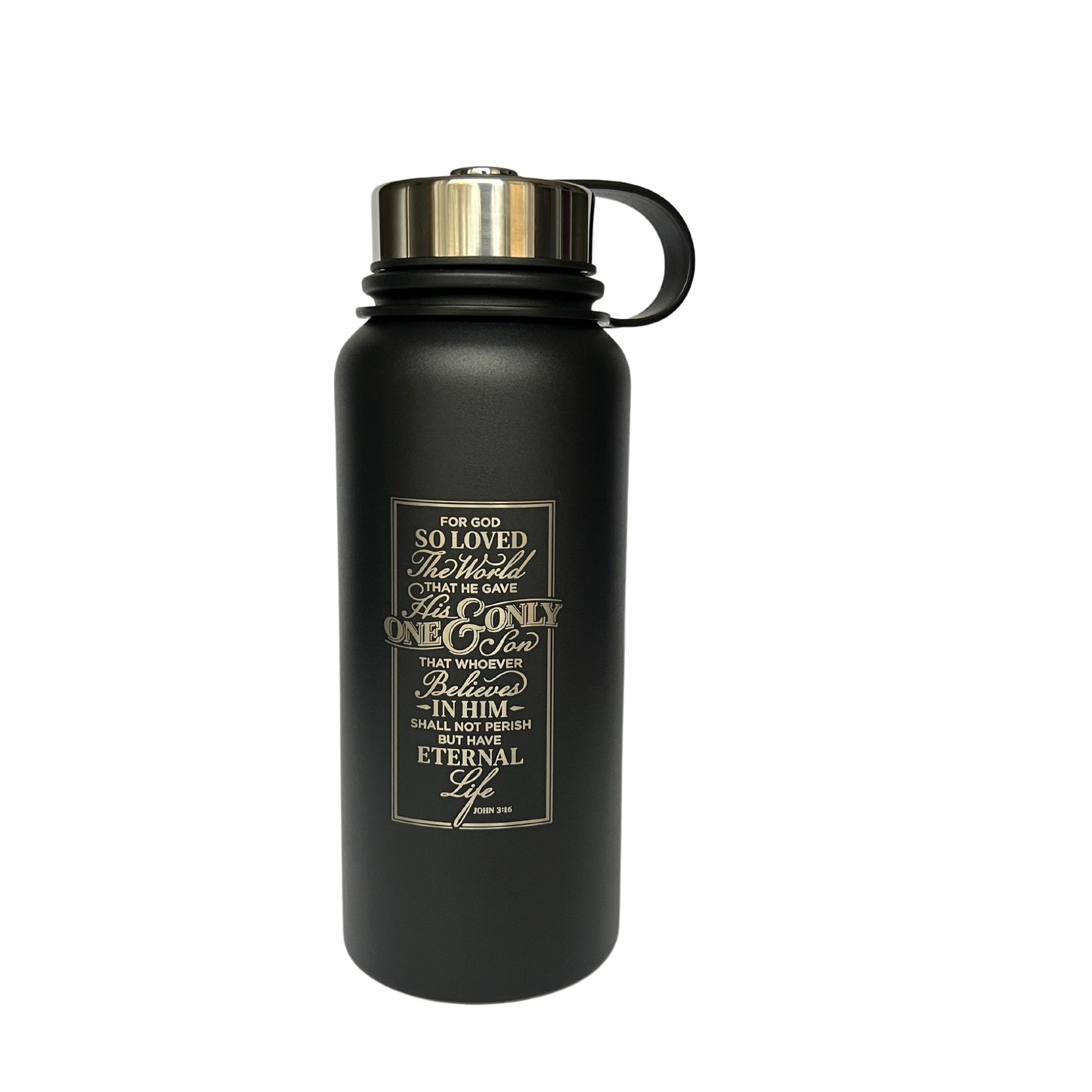 One and Only Son Black Stainless Steel Water Bottle - John 3:16